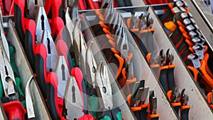 Pincers and cutters for sale in hardware store