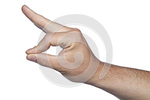 Pinch gesture made hand on a white background