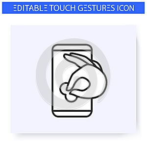 Pinch hand gesture line icon. Editable