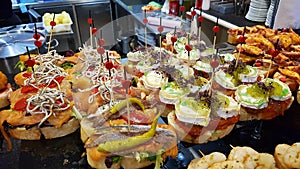 Pinchos in restaurant in bilbao