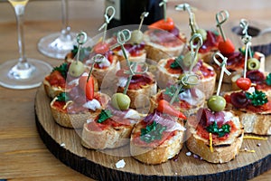 Pinchos, tapas, spanish canapes, party finger food photo