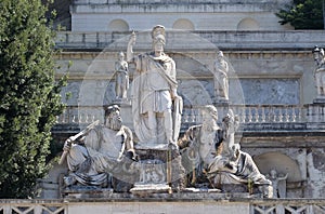 Pincio Terrace, goddess Roma between Tiber and Aniene, Piazza del Popolo in Rome