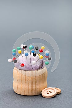 Pincushion with colorful pins