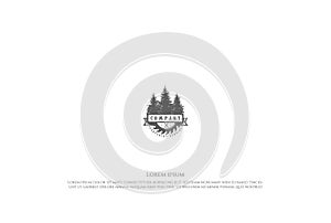 Pine Cedar Spruce Evergreen Fir Larch Cypress Hemlock Tree Forest with Circular Blade Logo Design Vector