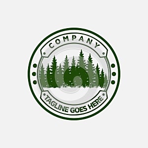 Pine Cedar Spruce Tree Forest Badge Emblem Camp Adventure Logo Design