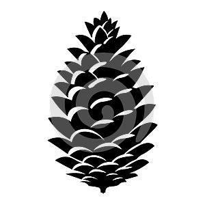 Pine cone black vector icon on white background