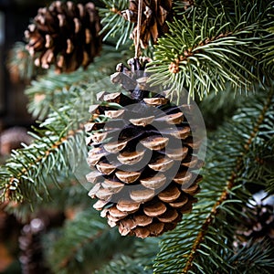 Pine cone, decoration for Christmas and Christmas tree, on holiday days