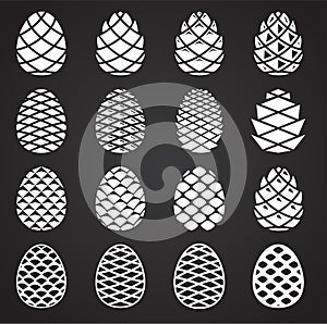 Pine cone icons set on background for graphic and web design. Simple illustration. Internet concept symbol for website