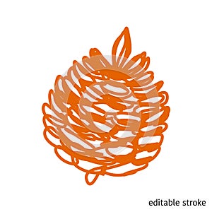 Pine Cone Made in Continuous Line Art Style. Holiday Element. Linear Piinecone with Editable Stroke. Vector Illustration