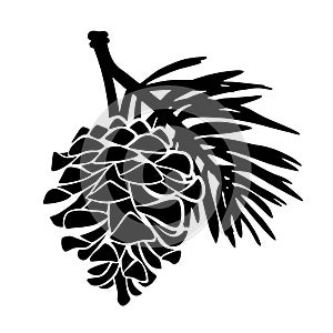 Pine cone. Vector black silhouette.