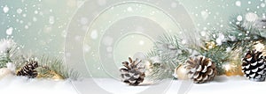Pine Cones, Branches, and a Snowy Surface: Header for a Soft Mem photo