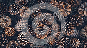 A of pine cones the soft crackling of the cones releasing seeds joining in with the chorus of chirping birds photo