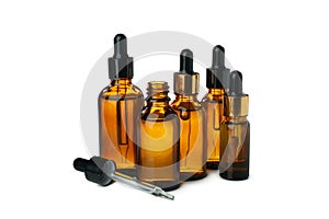 Pine essential oils isolated on white background