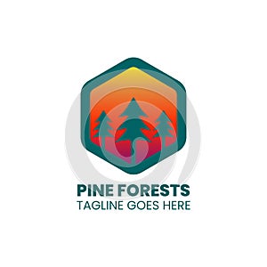 pine forest logo template