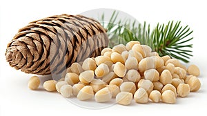 Pine nuts and pine cone