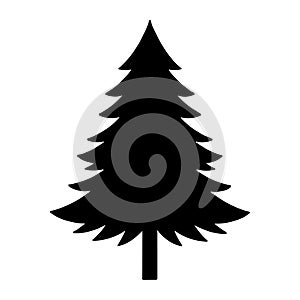 Pine tree black silhouette icon vector