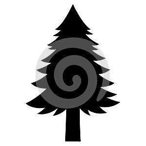 Pine tree black silhouette icon vector