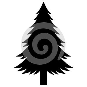 Pine tree black silhouette icon vector