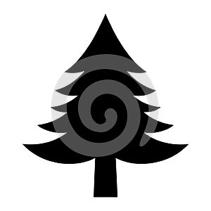 Pine tree black silhouette icon vector