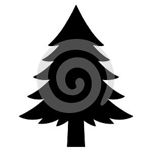 Pine tree black silhouette icon vector