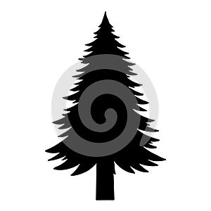 Pine tree black silhouette icon vector