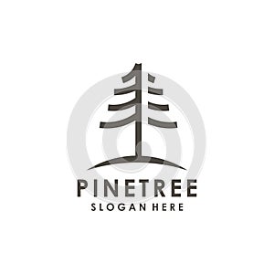 Pine tree design element vector icon with creative concept