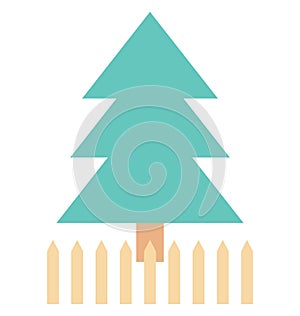 Pine Tree, Evergreen Tree Color Isolated Vector Icon photo