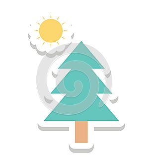 Pine Tree, Evergreen Tree Color Isolated Vector Icon photo