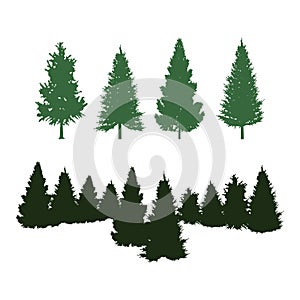 Pine Tree Forest Environment Clip art set