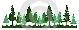 Pine Tree Forest Mountain Silhouette Clipart