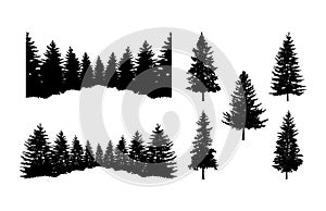 Pine Tree Forest Silhouette Clipart