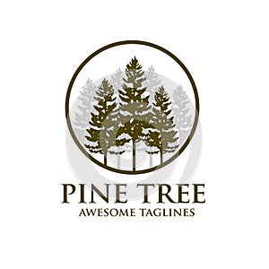 Pine Tree green silhouette forest logo