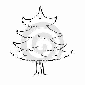 Pine tree icon drawing illustration white background
