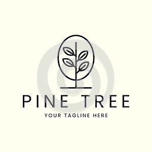 pine tree line art logo vector minimalist template illustration design