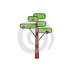 Pine tree line icon concept. Pine tree flat vector sign, symbol, illustration.