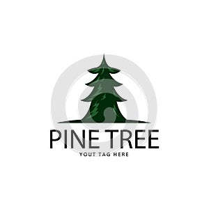 pine tree logo evergreen spruce fir vector emblem illustration design