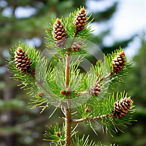 pine tree pinus spp coniferous trees with needle like leaves an photo