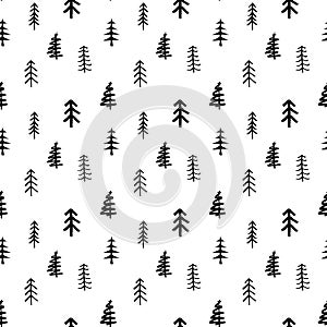 Pine tree seamless pattern. New Year and Christmas background, vector Illustration