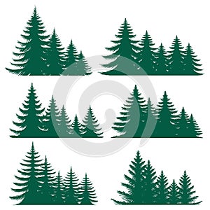 Pine tree silhouette element set collection