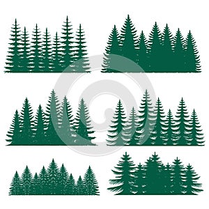 Pine tree silhouette element set collection