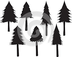 Pine Tree silhouette Set