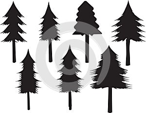 Pine Tree silhouette Set