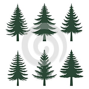 Pine tree silhouette set collection