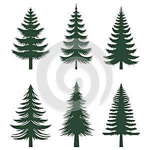 Pine tree silhouette set collection