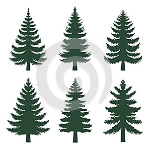 Pine tree silhouette set collection
