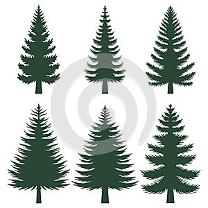 Pine tree silhouette set collection