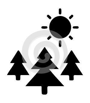 Pine tree silhouette vector, Pine tree icon vector