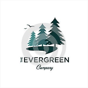 Pine trees landscape Logo design inspiration