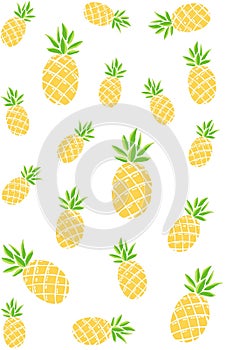 Pineaple pattern on white background textile fabric