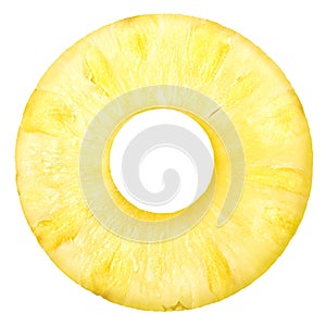 Pineapple ananas comosus round slice, top photo
